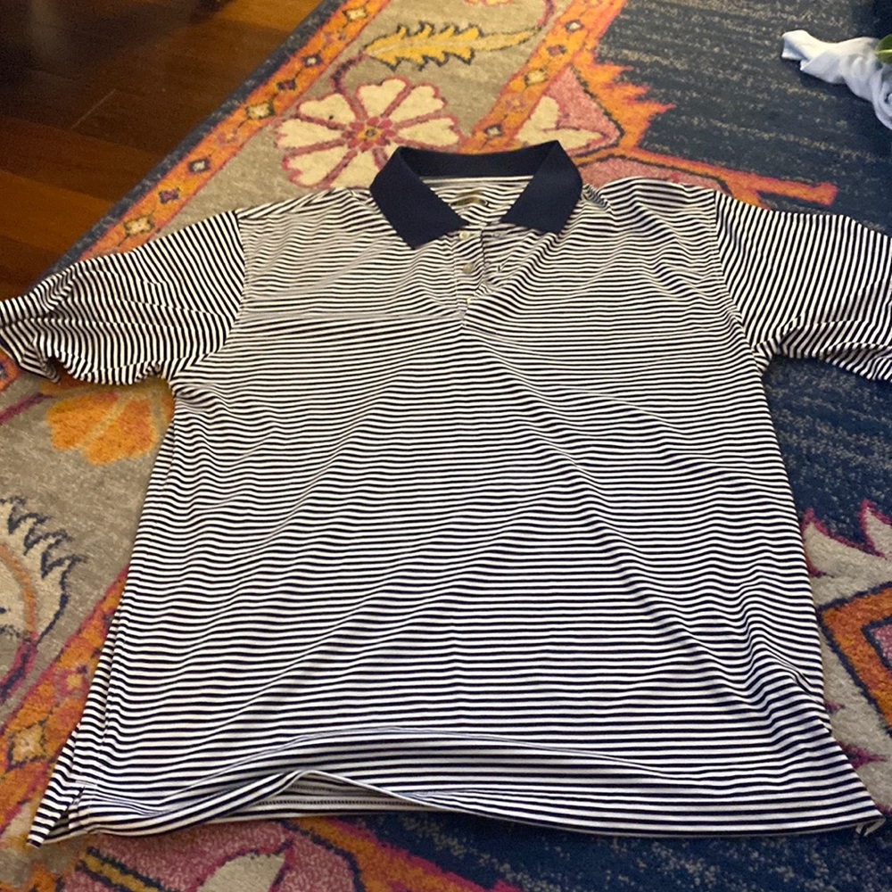 Mens striped golf polo shirt